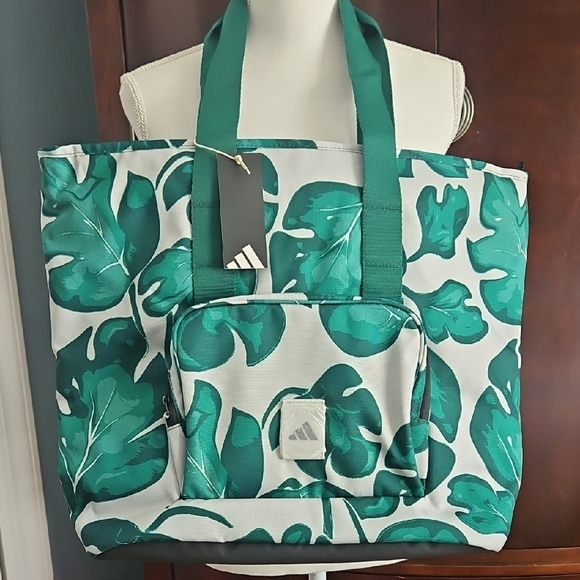 Adidas Tropical Green Leaf Tote Bag - Picture 2 of 15
